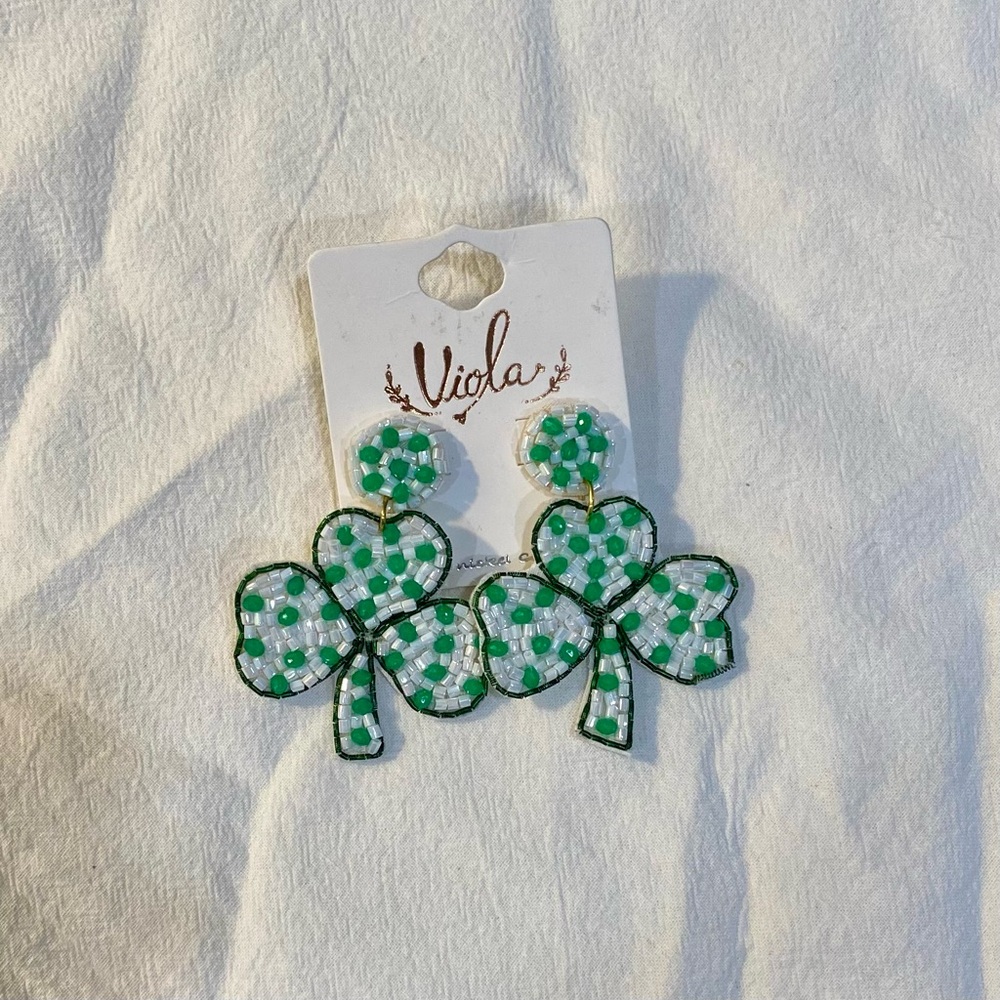 Viola Green Shamrock Earrings